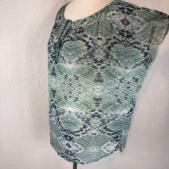 CAbi Women’s Blue/Green Print Sleeveless Blouse Top Shirt 746 Sz M - Picture 3 of 13